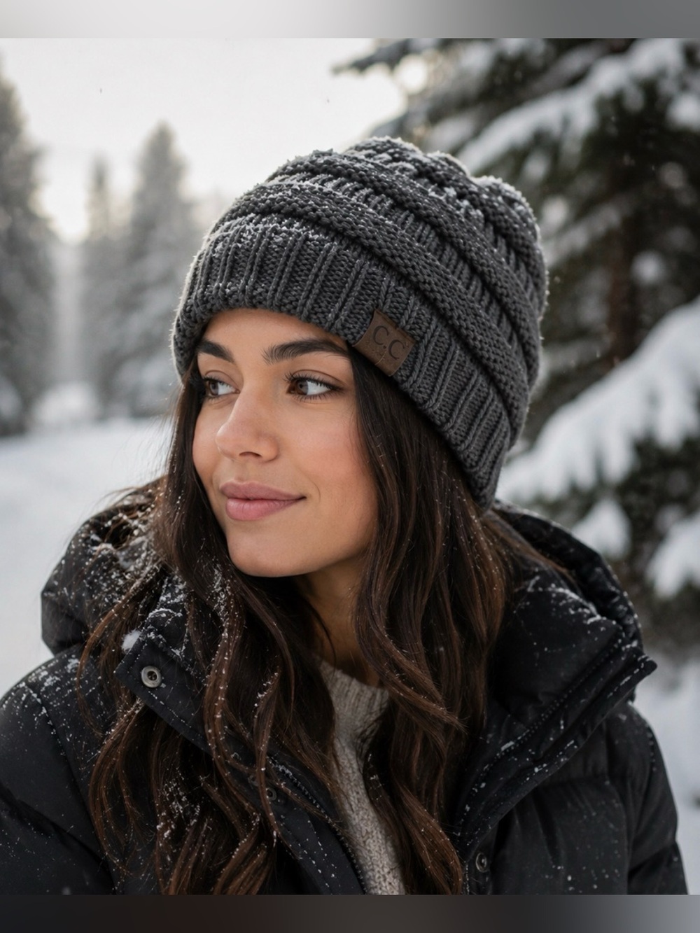 C.C Ribbed Knit Beanie. Gray.‎ - Picture 11 of 11